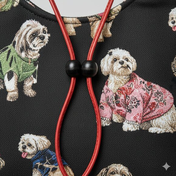 NWOT My Destiny Dog Print Mini Tote Bag Tie Closure One-of-a-Kind Unique - Picture 3 of 9